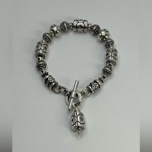 925 silver Vintage heavy Celtic Beaded toggle Bracelet